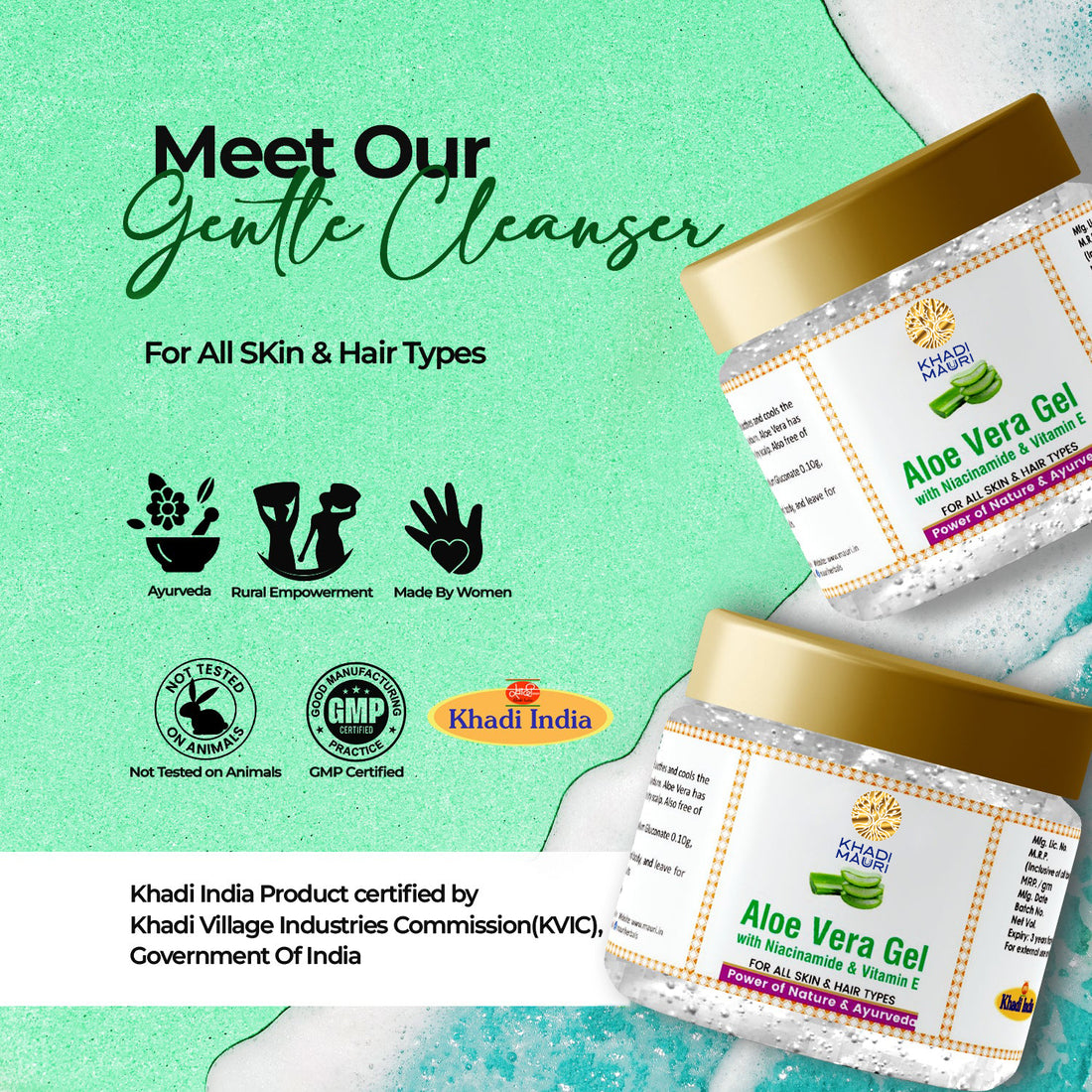 Khadi Mauri Aloe Vera Gel with Niacinamide & Vitamin E – Soothing & Hydrating Care