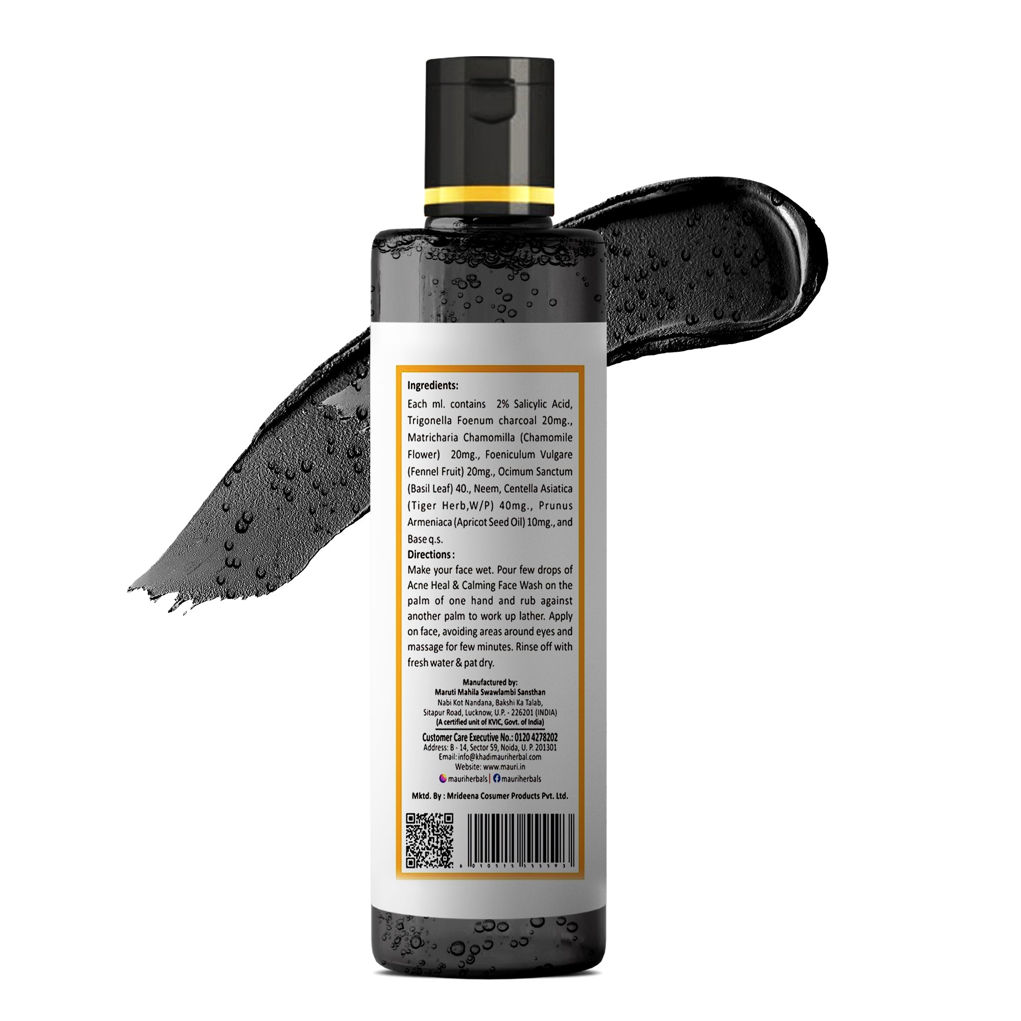 Khadi Mauri Acne Heal & Calming Face Wash – 2% Salicylic Acid, Basil & Charcoal