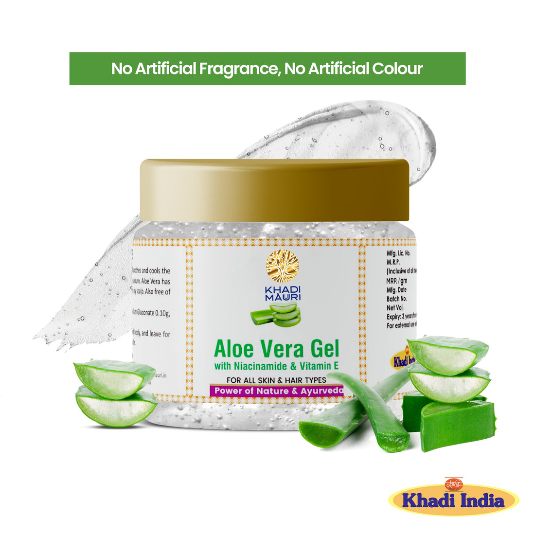 Khadi Mauri Aloe Vera Gel with Niacinamide & Vitamin E – Soothing & Hydrating Care - Khadi mauri - 