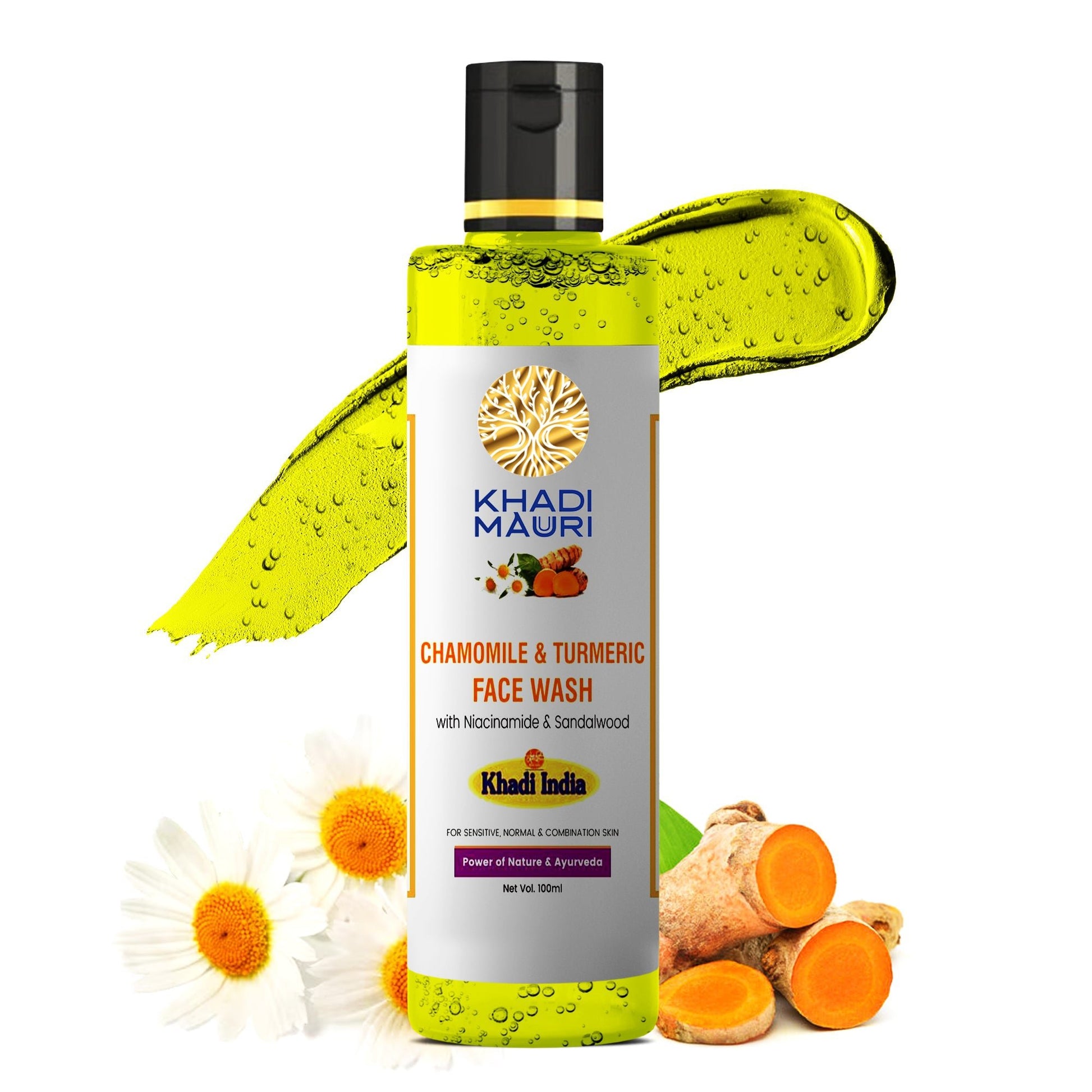 Khadi Mauri Chamomile & Turmeric Face Wash – Soothing Care with Niacinamide & Sandalwood - Khadi mauri - 