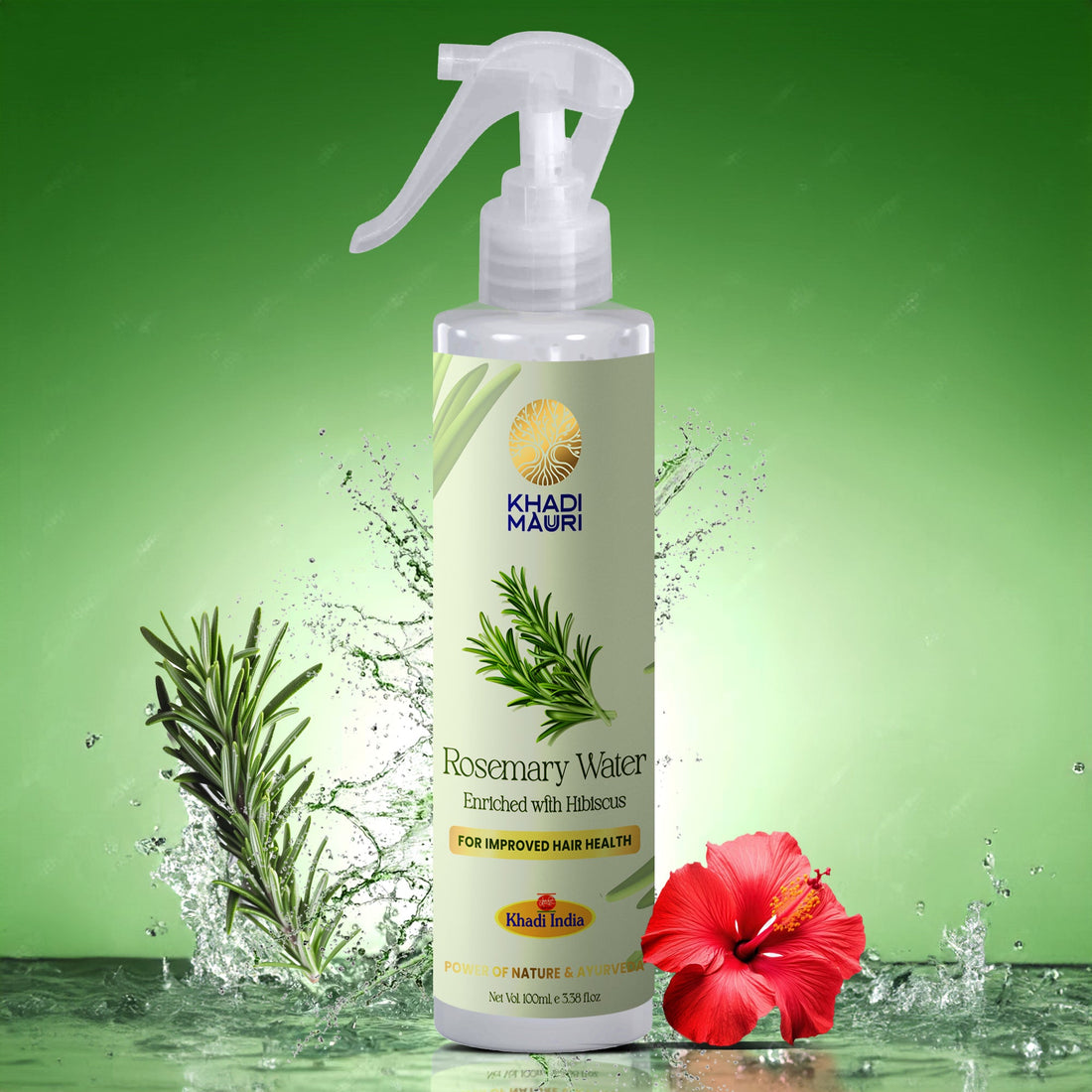 Khadi Mauri Rosemary & Hibiscus Hair Mist – Ayurvedic Tonic for Strong, Healthy Hair - Khadi mauri - 