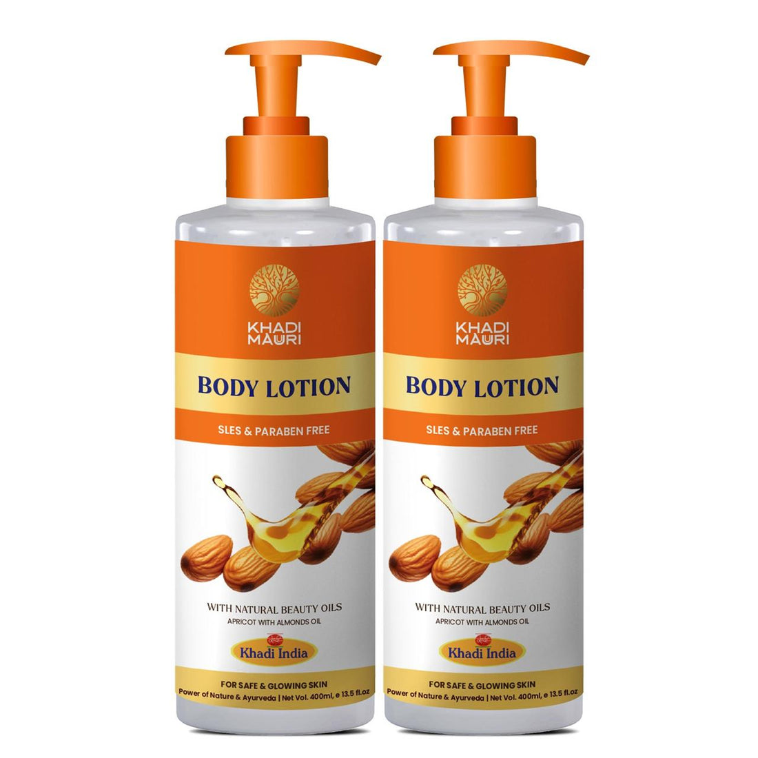Khadi Mauuri Apricot & Almond Oil Body Lotion 500ML Pack of 2 - Khadi mauri - 
