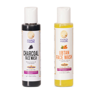 Khadi Mauuri Charcoal Face Wash + Ubtan Face Wash Combo (100 ml Each) - Khadi mauri - 