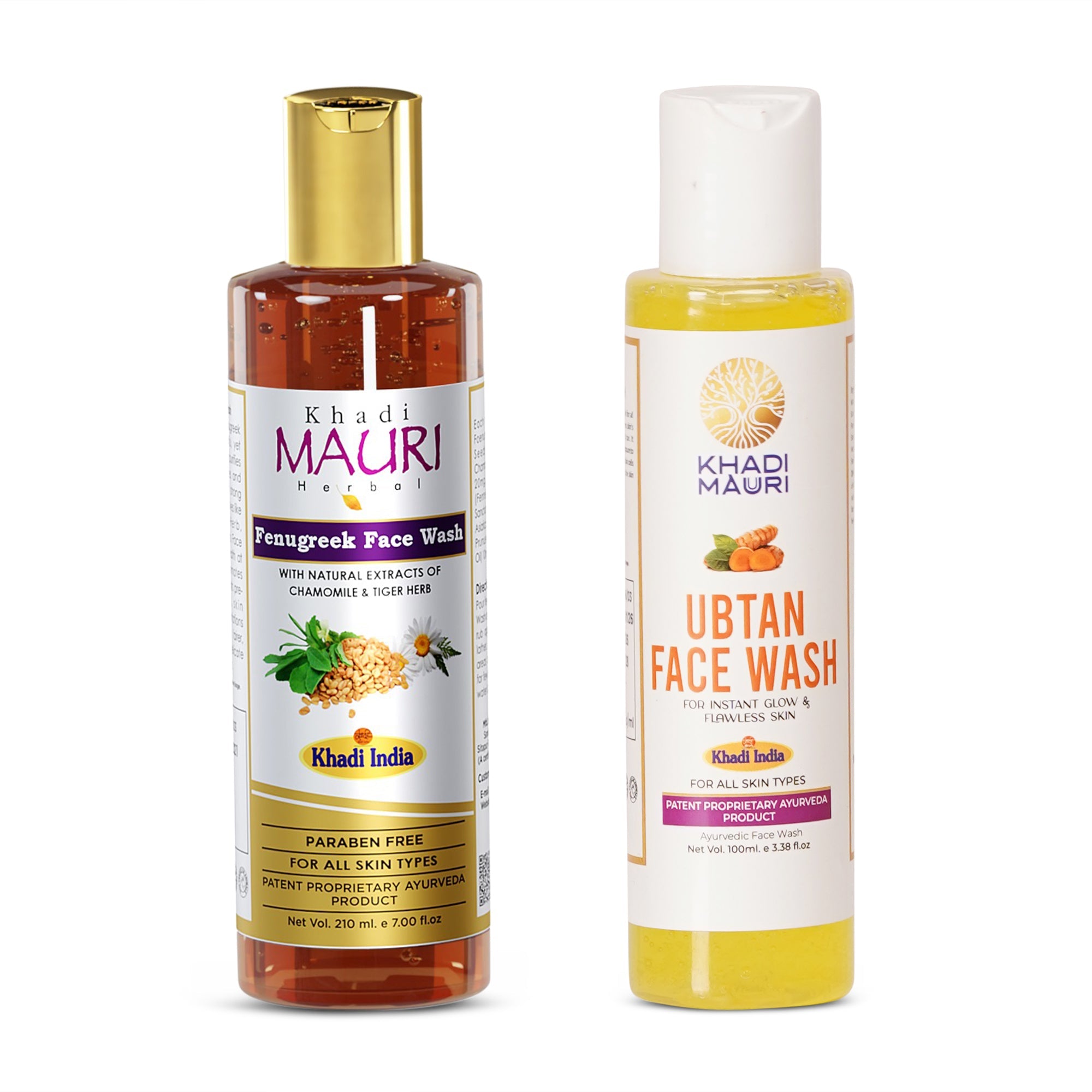 Khadi Mauuri Fenugreek Face Wash + Ubtan Face Wash Combo (100 ml Each) - Khadi mauri - 