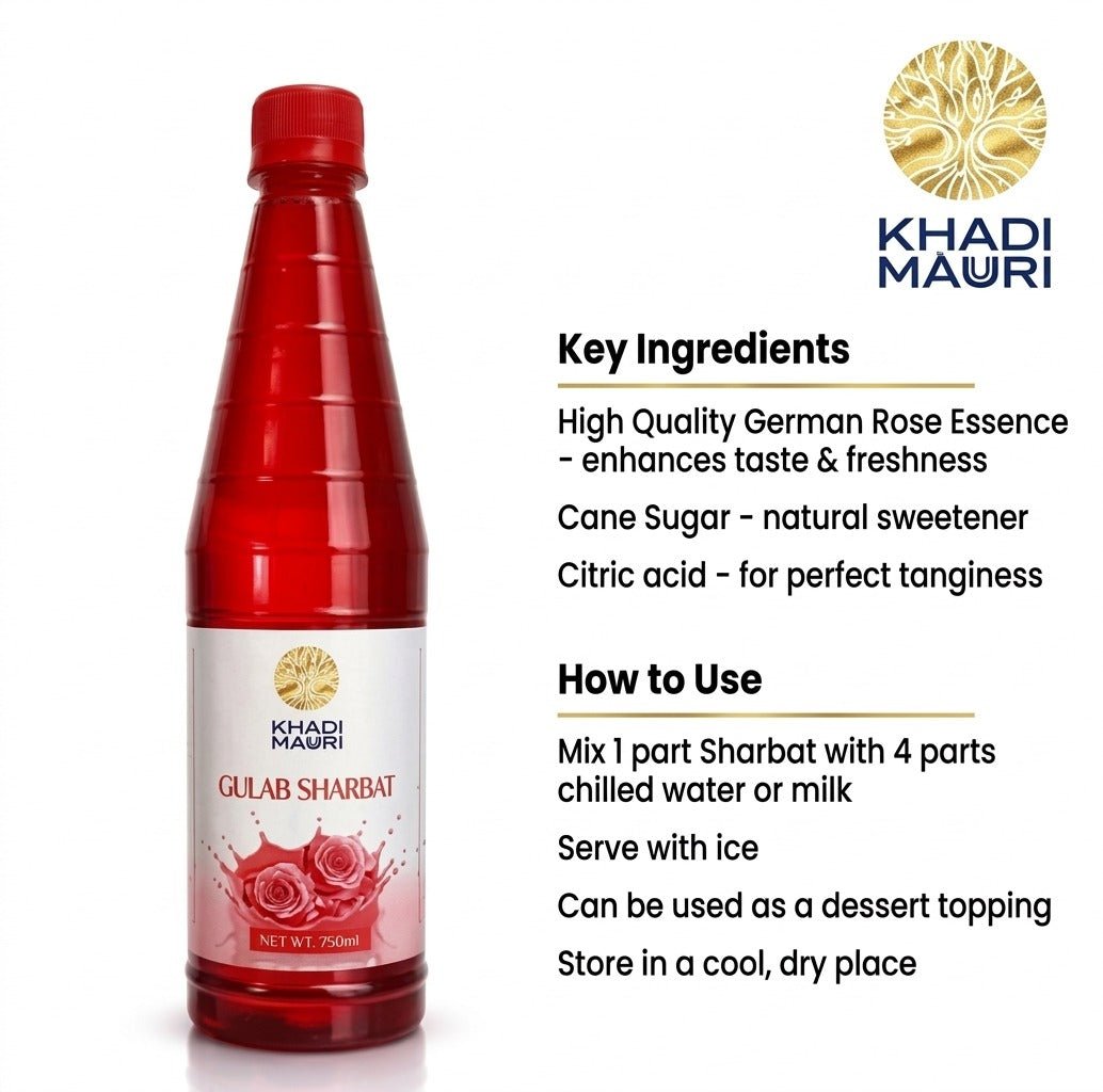 Khadi Mauuri Gulab Sharbat 700ML - Khadi mauri - 