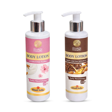 Khadi Mauuri Hydrating Flora Body Lotion & Deep Cocoa Nourish Body Lotion 210 ML each - Khadi mauri - 
