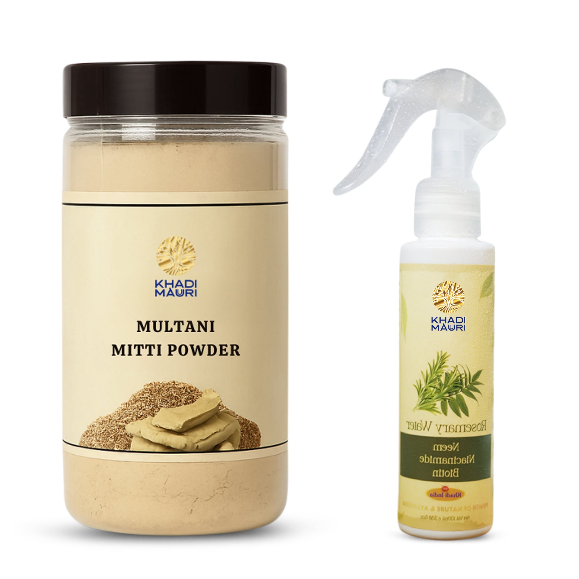 Khadi Mauuri Multani Mitti Powder 200gm and Rosemary Water 100ml - Khadi mauri - 