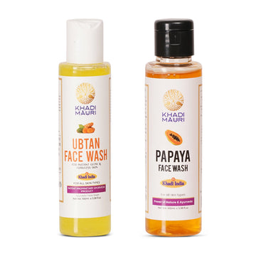 Khadi Mauuri Ubtan Face Wash + Papaya Face Wash Combo (100 ml Each) - Khadi mauri - 