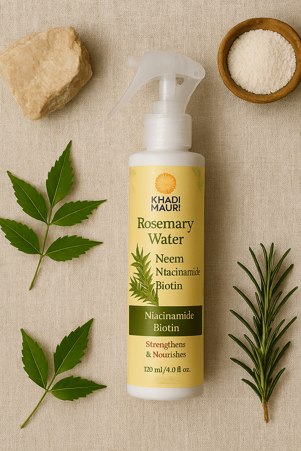 Rosemary water with neem , niacinamide, & biotin's extracts - Khadi mauri - 